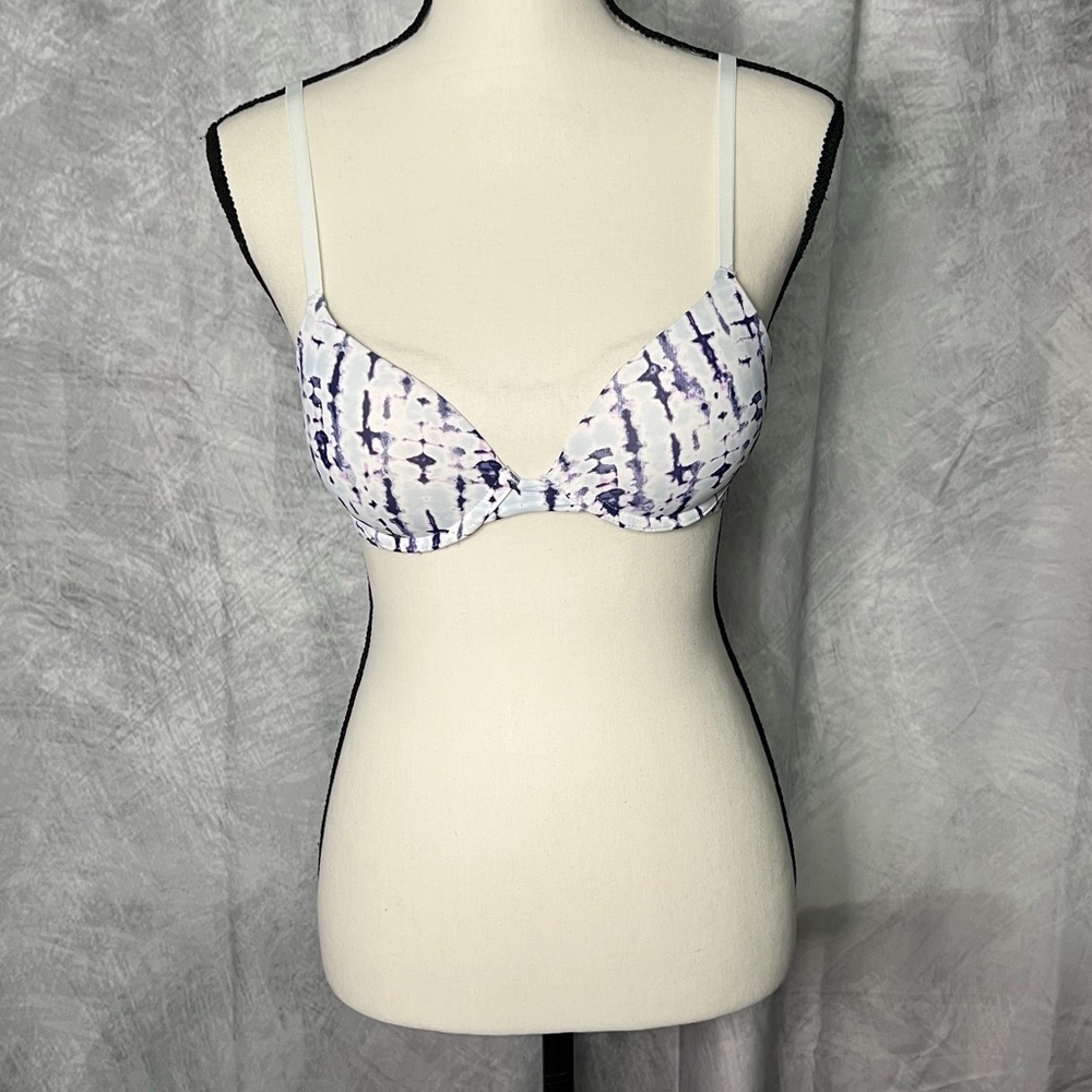 Junior’s SO Smooth Plunge Push-Up Tie-Dye Bra - Purple and White - 34A - Picture 1 of 11